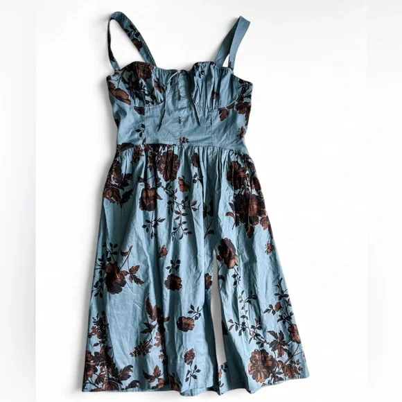FREE PEOPLE Laters Baby Midi Dress Floral Blue Women’s NWT - Size XLarge - Picture 4 of 12